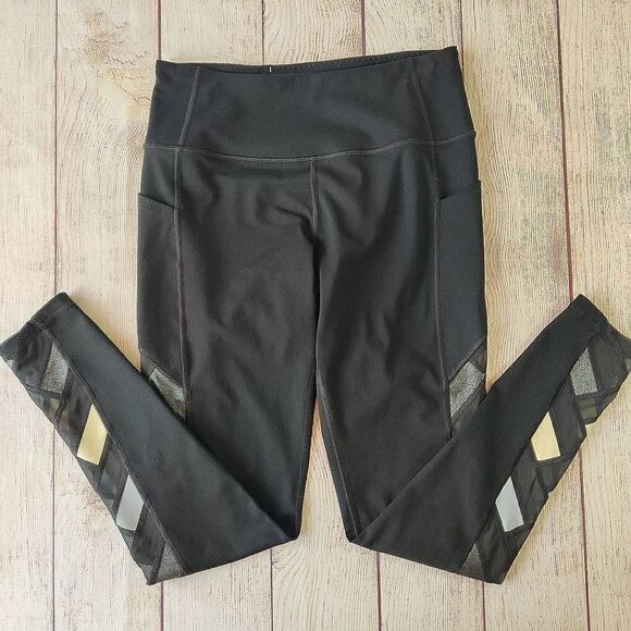 Victoria Sport Knockout Metallic Mesh Panel Tights sz M - Picture 1 of 9